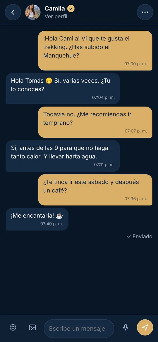 Conversa cuando hay match